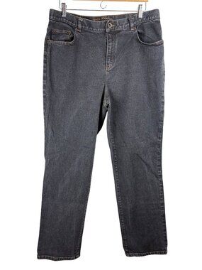 Lauren Jeans Co. Women's Premium Black Denim Straight Leg  Jeans 14W